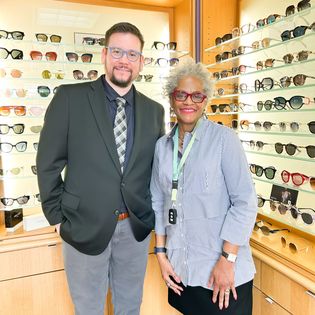 Owner Alyce Adair Jones and Managing Optician Robert Perez of Adair Eyewear