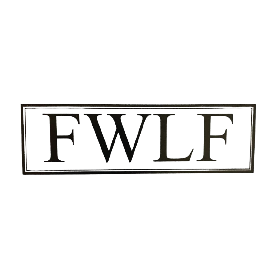 FWLF Logo: A rectangular black and white logo with the letters "FWLF" prominently displayed in a bold serif font, filling the entirety of the rectangular space.