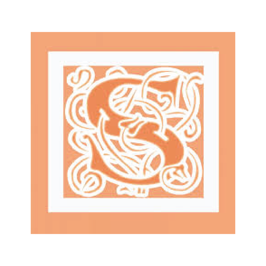 Tarrant County Pearl Society Logo: A square logo with a peach background and a white Celtic knot design centered within, depicting a complex intertwined pattern typical of Celtic art.